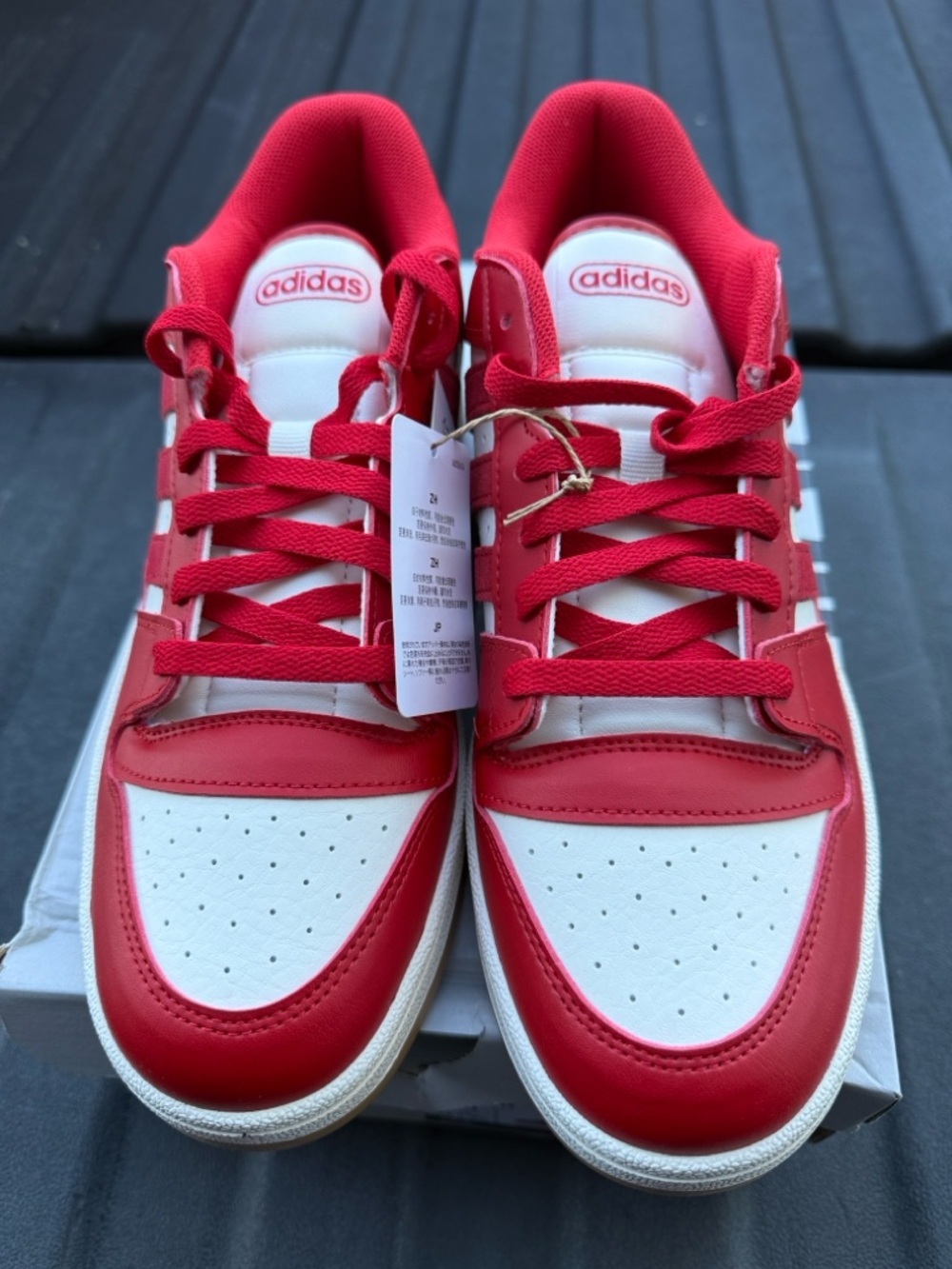 adidas Men’s Break Start Sneakers - Red with White Stripes - Picture 3 of 5